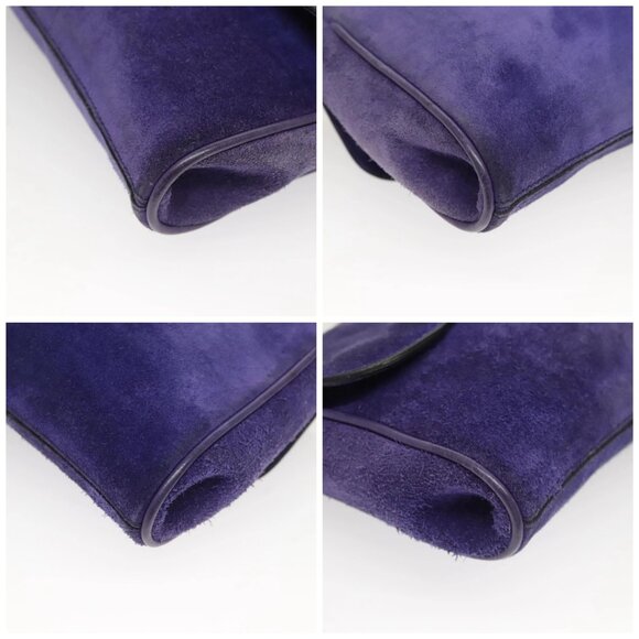 CELINE Chain Shoulder Bag Suede Purple Auth BA1516 - Picture 14 of 16